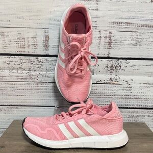 Adidas Women's Pink and White Sneakers